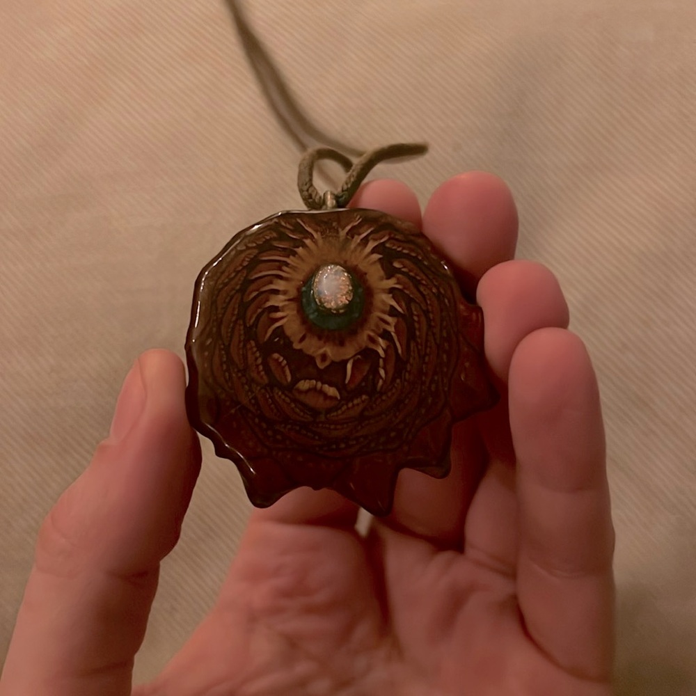 Third eye pinecones opal pendant